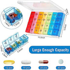 Dandat 2 Pack XL Large Weekly Pill Organizer 4 Times a Day Monthly Pill Organizer Large Medicine Organizer 28 Day Pill Box Organizer Weekly 7 Day Pill Dispenser 4 Times a Day