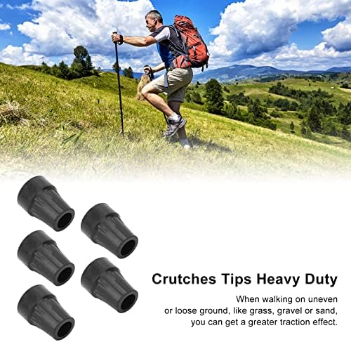 BestAlice 5Pcs Cane Tips, 7/8 Inch Crutch Tips Rubber Replacement Foot Pad, 22mm Cane Tips Heavy Duty, Rubber Thicken Walking Cane Crutch Replacement Tips, Black