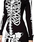 RieKet Women's Halloween Costume Skeleton Dress Long Sleeves Stretchy Short Mini Dress
