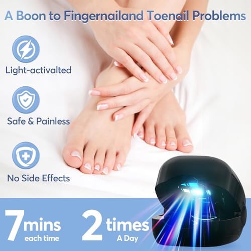 Nail Fungus Laser Treatment LED Light Device - At-Home Toenails & Fingernails Care, Rechargeable Light Treatment for Thick, Discolored Nails (Black)