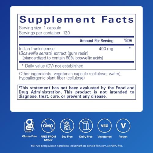 Pure Encapsulations Boswellia Supplement - for Joint Health, GI & Connective Tissue - Supports Healthy Joints & Digestive Health* - Non-GMO & Vegan - 120 Capsules