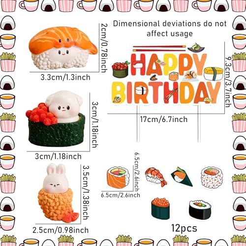 Sushi Cake Decoration for Japanese Birthday Party Decorations Sushi Theme Birthday Cake Topper for Baby Shower Supplies