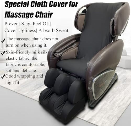 Massage Chair Cover, Full Body Shiatsu Massage Chair Cover with Drawstring, Waterproof & Dustproof Cover, Skin-Friendly Milk Silk Fabric,Black,Full Body