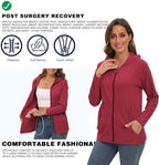 Post Mastectomy Shirts with Drain Pockets Breast Mastectomy Recovery Must Haves Soft Long Sleeve Zip Up Shirts Clothing