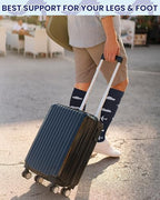 6 Pairs Travel Compression Socks for Men 15-25 mmHg Graduated Knee High Compression Socks for Pilot Flying Travel