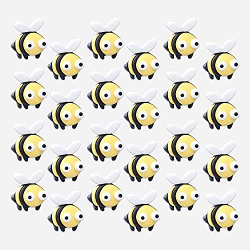 24Pcs Bumble Bee Cupcake Toppers Little Figurine Bee Cupcake Picks Oh Babee Cake Decorations for Bee Theme Baby Shower Kids Boys Girls Birthday Party Decoration Supplies
