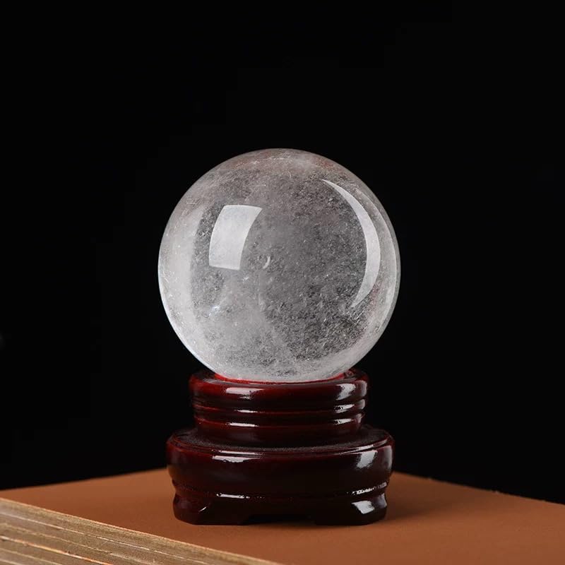 Genuine Clear Quartz Stone Sphere - Polished Natural Rock Crystal Orb for Reiki Healing, Chakra Balancing, and Energy Amplification (60-70mm)
