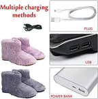 DKULMN USB Heated Slippers, Heated Foot Warmer Electric Heating Booties Slippers, Electric Heating Booties Slippers for Women Men,Gray,11.5