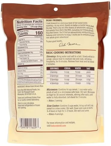 Bob's Red Mill Creamy Rice Farina Hot Cereal, Brown, 26 Ounce