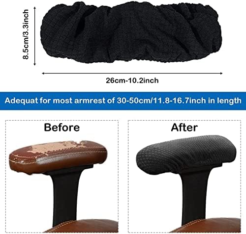 Office Chair Arm Armrest Covers – Stretchable Slipcover Protector Sleeve for Computer Gaming Desk Rotating Chairs Easy Install & Clean, Comfortable (Matt Black, 1 Pair)