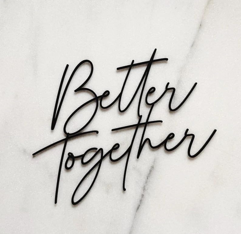 Black Acrylic Better Together Cake Topper, Wedding Party Decoration for Your Engagement Anniversary, Romantic Birthday Cake Topper for Your Lover