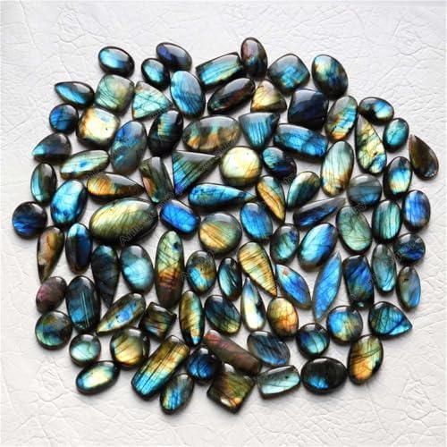 10Pcs Natural Labradorite Crystal Pendant Polished Stone Healing Palm Irregular Stones Rainbow Healing Meditation Birthday Gifts AL-10PCKIT