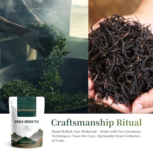 ZenVerdant Forest Black Tea Loose Leaf, Yunnan Dianhong, Floral Honey Aroma, Gentle on Stomach, Low Caffeine, Calm Energy, Stress Relief, Non-GMO, Gluten-Free, No Artificial Additives – Daily Relaxation Self-Care Tea