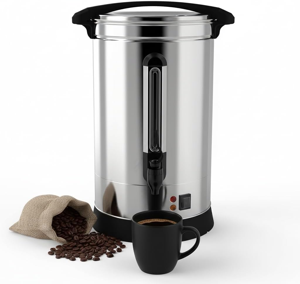 120 Cup Coffee Urn, 18L/4.8Gal Large Capacity Stainless Steel Hot Beverage Dispenser, Fast Brew Rapid Extraction, Commercial Coffee Maker for Party Buffet Catering