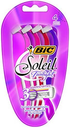 BIC ST3WP41 Soleil Twilight Women’s Disposable Razor, 3 Blades, Pink/Purple (Pack of 4)