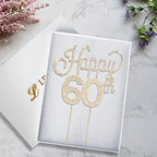LINGTEER Happy 60th Birthday Gold Rhinestone Cake Topper - Cheers to 60th Birthday Sixty Years Old Anniversary Party Cake Centerpieces Topper Decorations Gift Sign.