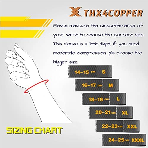 THX4COPPER Compression Wrist Sleeve(1 Pair) -Copper Infused Wrist Support for Men &Women-Improve Circulation and Recovery (XXX-Large, Beige)