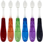 RADIUS Tour Travel Brush & Case with Replaceable Brush Head ADA Accepted Toothbrush Improve Gum Health - Assorted Colors - Pack of 6