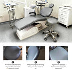 5Pcs Dental Chair Covers Set - Waterproof & Non-Slip PU Leather Elastic Full Covers with Foot, Seat, Headrest & Backrest Protectors for Dental Clinic Chairs(Gray)