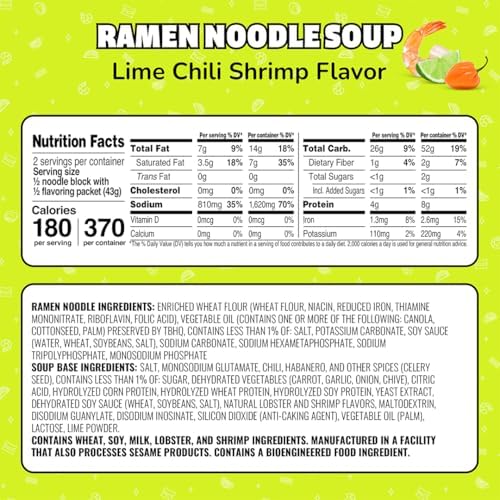 Maruchan Ramen Noodle Soup, Lime Chili Shrimp Flavor – Japanese-Style Instant Noodles, Quick & Easy Meal for Students & Busy Families – 3 Oz. (24 Pack)