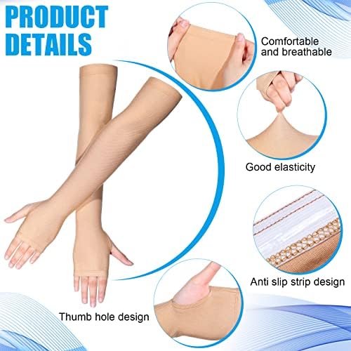 Coume 2 Pairs Elderly Skin Protection Sleeves Arm Protector for Thin Skin Bruising for Men Women(Elegant Style,Small)