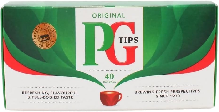 PG Tips Black Tea, Non-Pyramid Tea Bags, 40 Count (Pack of 2)