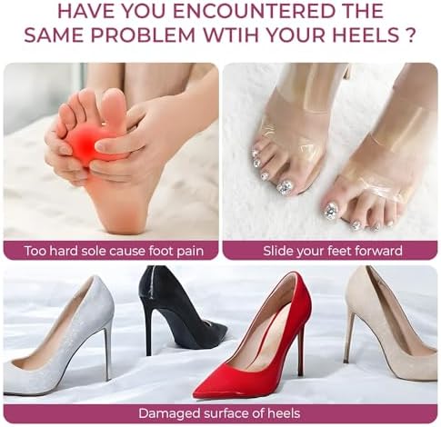 High Heel Cushion Inserts for Women - (2 Pairs) Welnove 3/4 Invisible Insoles Prevent Feet from Sliding Forward - Shock Absorption - Comfort Shoe Pads for High Heels Sandals Flats,Clear,Size S