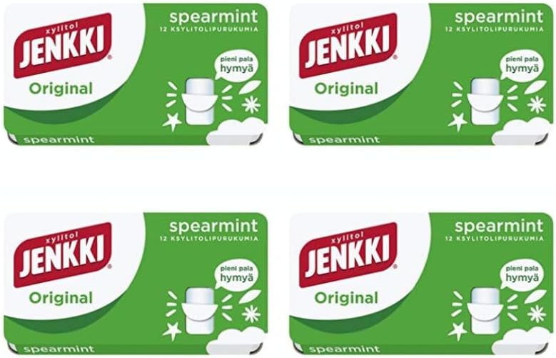 Cloetta Jenkki Xylitol Original Spearmint Chewing gum 4 Box of 18g