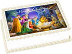 Christmas Nativity 1/4 sheet (10.5 x 8 in.) Edible cake topper image Birthday Party Decoration.