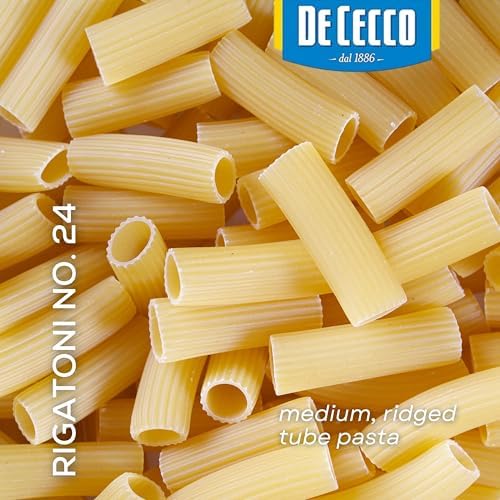 De Cecco Rigatoni No. 24 Pasta, 16 Oz, Authentic, Slow Dried, Made with Semolina and Durum Wheat, Versatile Pasta for Sauces & Recipes, Made in Italy