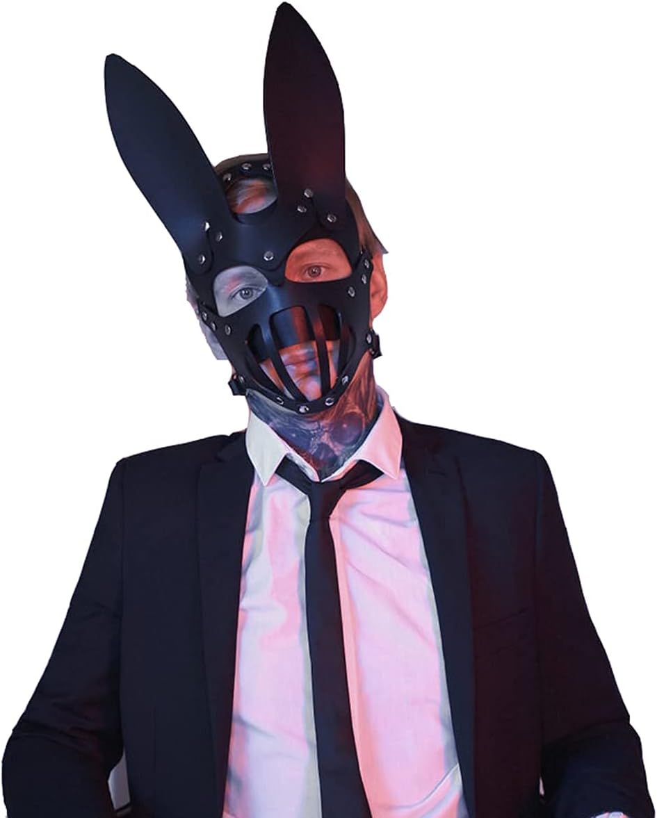 Mumbobyswim Women Cat Bunny Leather Masks Masquerade Mask for Cosplay Halloween Costume Accessory