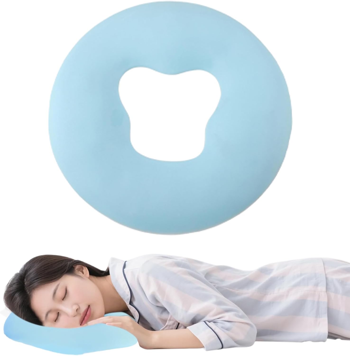 Silicone Face Massage Pillow, Spa Silicone Pillow for Massage Table, Soft Gel Face Relax Cushion Pad Beauty Face Relax Headrest Salon Skin Care Soft Overlay Travel Head Support(Blue)