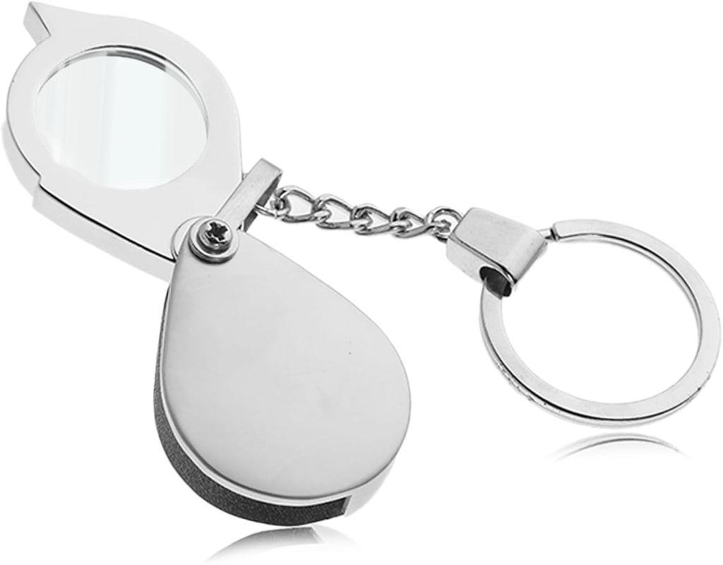 30X Small Pocket Magnifier Glass Portable Jewelers Loupe Travel Folding Magnifying Lens Keychain Handheld Magnifier for Reading Coins Science Jewelry Hobby Travel, 25 Mm Diameter