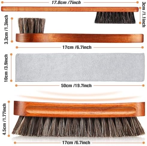 4 Pcs Horsehair Shine Shoes Brush Kit Polish Dauber Applicators Cleaning Leather Shoes Boots Care Brushes Suede Cleaner Brush with Microfiber Shoe Cloth(4 Pcs Style A)