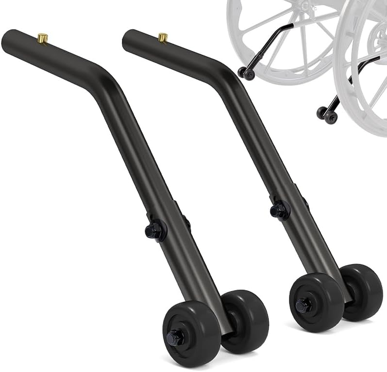 Vive Wheelchair Anti Tippers - Durable Anti Roll Back Accesory for Medical Wheelchairs, Transport Chairs, Heavy Duty, Bariatric - Added Stability & Safety for Mobility Aids (Curved)