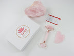 Premium Certified Luxury 100% Authentic Rose Quartz Pink Roller & Gua Sha Set for Anti-Aging Skin Care, Muscle Relaxation, Fine Line Reduction, and Eye Puffiness Relief
