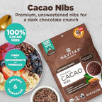 Navitas Organics Cacao Nibs – Unsweetened Dark Chocolate Crunch – Antioxidants, Minerals, Fiber – For Trail Mix, Baking & More – USDA Organic, Fairtrade, Non GMO, Gluten Free, Non-alkalized (16oz. Bag 151 Servings)