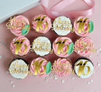 Happy Birthday Cupcake Party Decorations, Gold Mirror Acrylic，Acrylic Number Cupcake Topper,12 Pieces,16th Birthday Cake Toppers,16th Cupcake Topper,Sweet 16 (16th Birthday Cupcake)