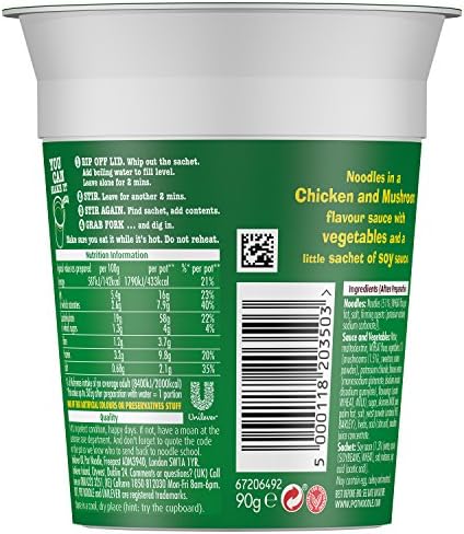 Pot Noodle Chicken and Mushroom 90 g (Pack of 12)