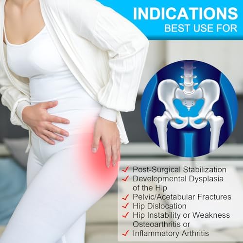 ROM Hip Abduction Brace, Post Op Hinged Hip Stabilizer Brace, Adjustable Hips Orthosis Support for Hip Replacements, Sciatica Pain Relief, Joint Protection Fixation Device (Left)