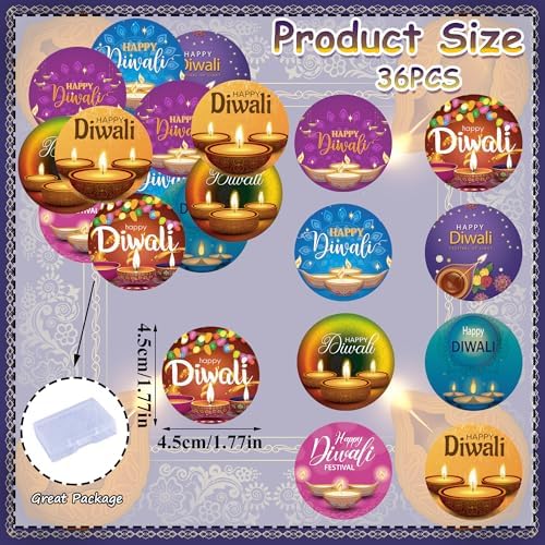 36PCS Edible Happy Diwali Cupcake Toppers Wafer Paper Festival of Lights Cake Decorations Indian Castle Cupcake Picks for Deepavali Theme Party Birthday Decor Supplies (Happy Diwali 1)