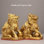 NIBHZ Wealth-Enhancing Bronze Qilin Ornaments, a Pair of Brass Qilin, for Home use, Bringing Good Fortune and Protection to The Home,A Pair,9.8 in