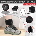AFO Foot Drop Brace for Walking with Shoes, Upgraded Knob & Steel Wire, Longer Straps for Comfort, Adjustable Soft Walking Support for Dorsiflexion, Left/Right Foot for Women Men (S/M)