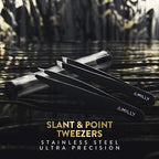 Precision Tweezers Set | Slanted & Pointed Tip Tweezers Kit | High Carbon Stainless Steel | Aligned & Hand-Filed Tweezer Set Professional | Hair Removal & Eyebrow Tweezer Set | Black