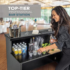GoBar Elite Portable Bar Table for Events - Foldable Commercial Grade Wood - Pop up Mobile Bartending Station - White or Black
