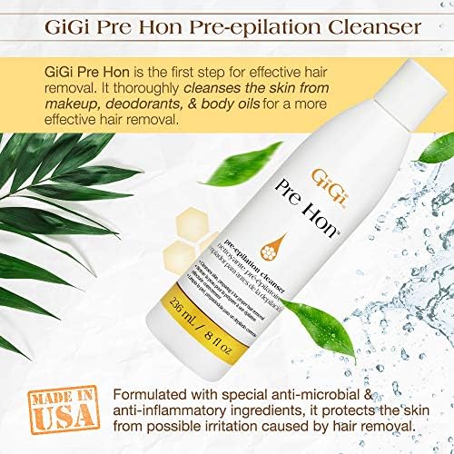 GiGi Pre Hon Pre-Epilation Pre Wax Cleanser - Skin Prep for Waxing, Removes Oil & Impurities, Ideal for Face & Body, 8 fl oz