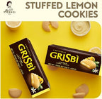 Grisbi Lemon Shortbread by Pasticceria Matilde Vicenzi, Sweet Lemon Cream Filled Patisserie Pastry Cookie, All-Natural, Kosher Dairy, Made in Italy, 4.76oz (135g) Box, 4-Pack