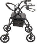 Folding Rollator Walker Steel Rolling Walker with All Terrain Large 8-inch Wheels and Seat Height Adjustable Aluminum Lightweight Foldable Walker Supports up to 286 lbs for Seniors, Rolling Wal