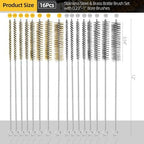 16Pcs Stainless Steel & Brass Wire Tube Brushes Bottle Brush Set,12" Long Wire Bore Brushes for Deep Cleaning Pipes,Tubes,Narrow Spaces, Engine Parts, Home Brew(1/4"-1" Sizes)