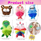 12 Pcs Kids Bath Loofahs Bath Sponge Cute Shower Ball Cartoon Animal Mesh Pouf Colorful Body Scrubbers for Girls Boys Washing Exfoliating